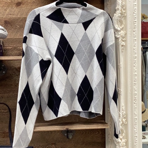 Anthropologie x Maeve Cary’s Mock Neck Argyle Pullover Sweater Size Medium - Picture 4 of 11